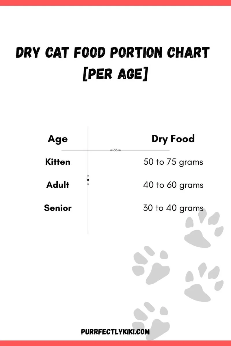 Dry Cat Food Portion Chart per Age - IAIM