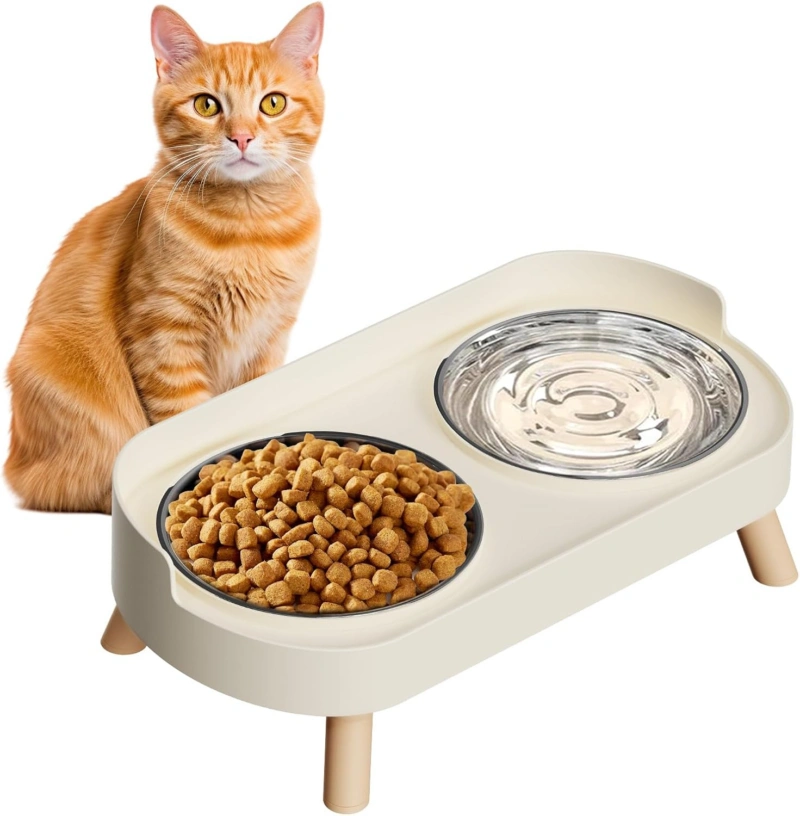 Raised Cat Food and Water Bowl