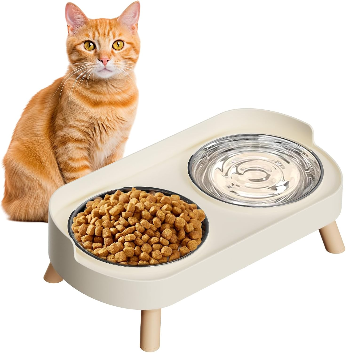 Raised Cat Food and Water Bowl