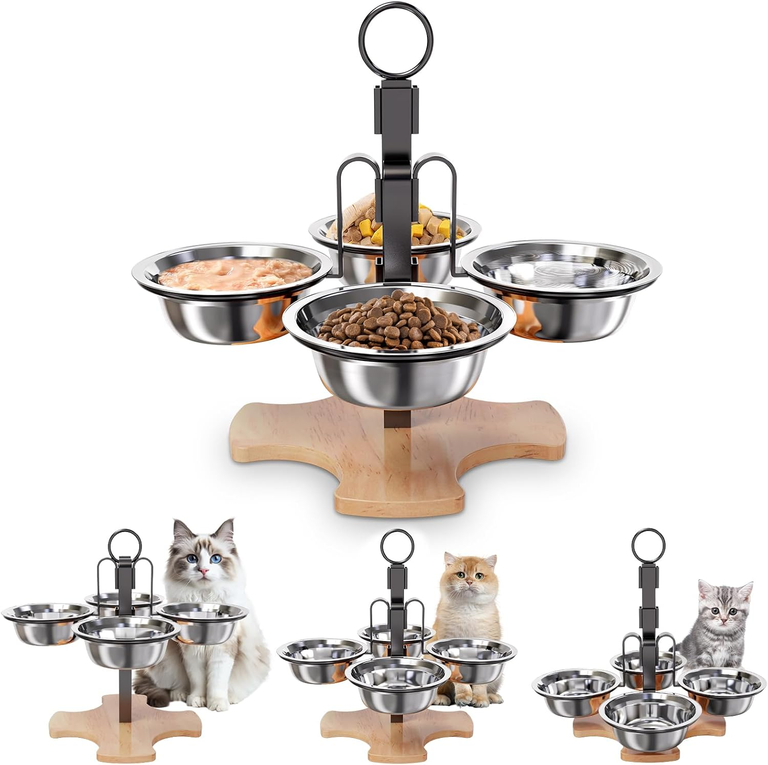 Adjustable Elevated Cat Bowls with Stand