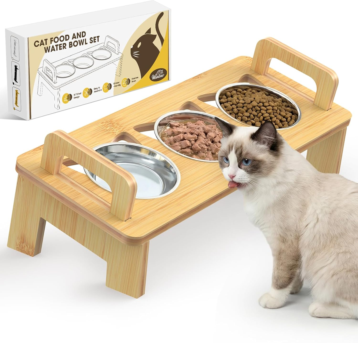 Bamboo Elevated Cat Bowls